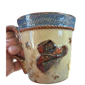 Canyon Ranch Cowboy Hat & Boot Ceramic Coffee Mug Country Farmhouse Decor